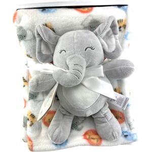 Stylish Baby Plush Elephant Lovey Toy‎ Fleece Animal Face Blanket Set Lion Koala